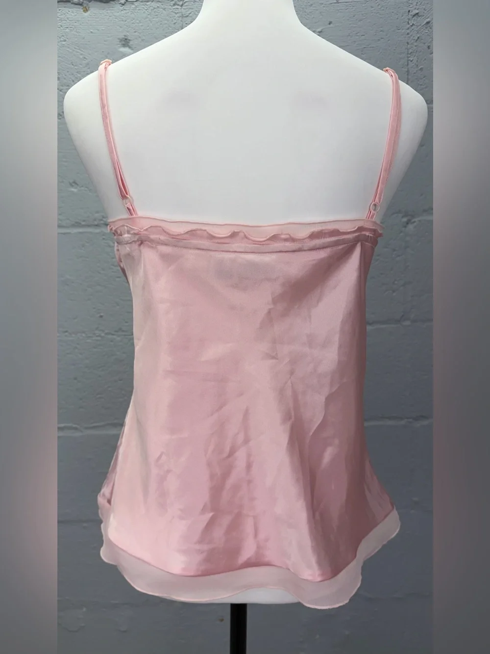 Cato Women's Pink Silky Mesh Trimmed Adjustable Strap Camisole Size Small